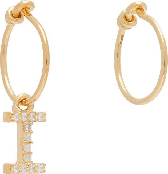 Theodora Warre Mismatched I-charm gold-plated hoop earrings