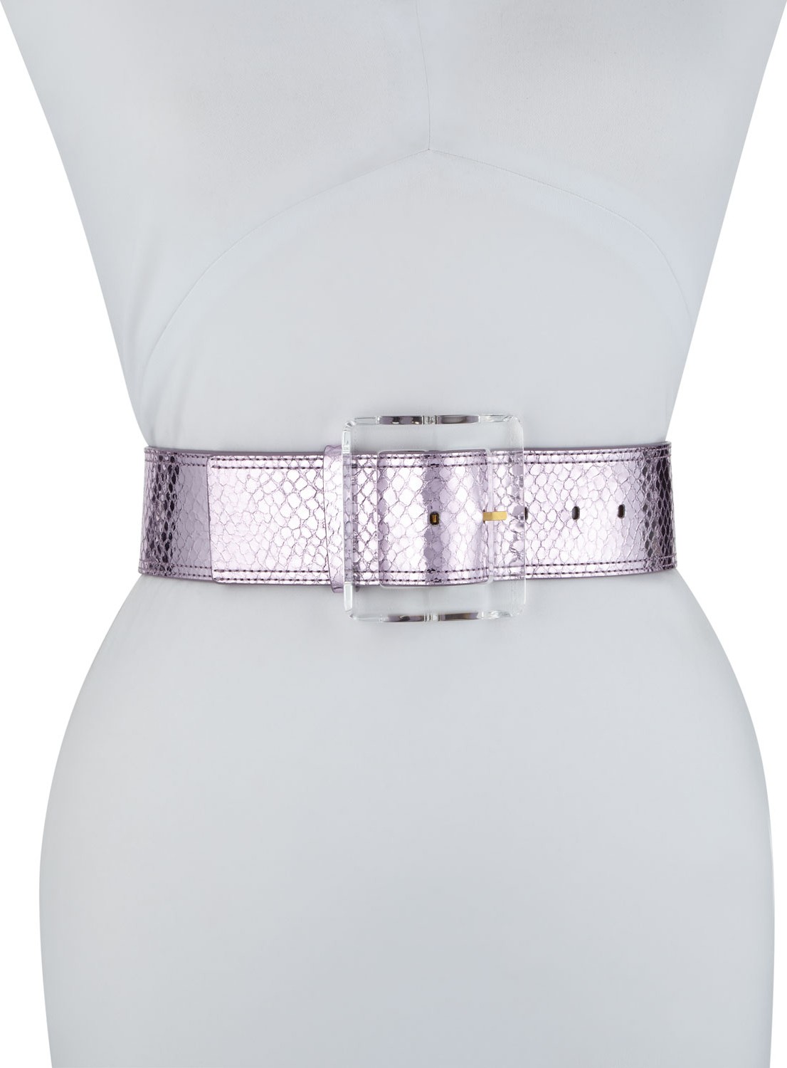 Veronica Beard Corin Metallic Leather Square-Buckle Belt