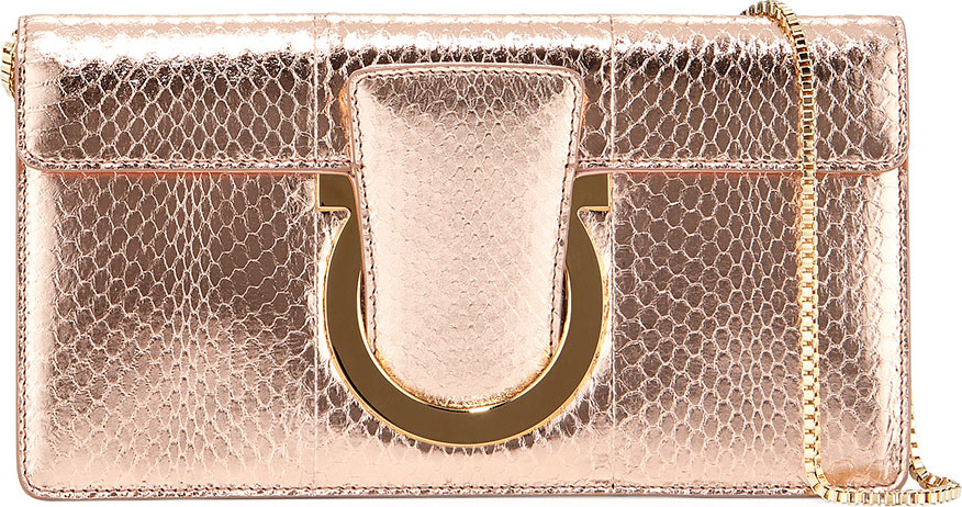 Salvatore Ferragamo Small Snakeskin Clutch Bag