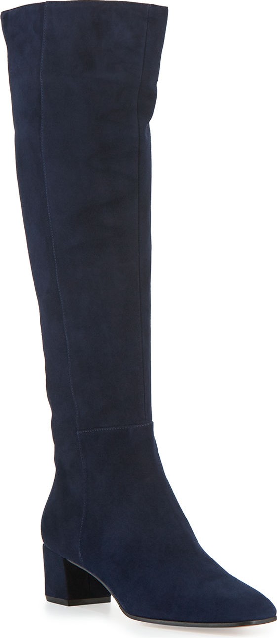 Gianvito Rossi Low-Heel Suede Knee Boots