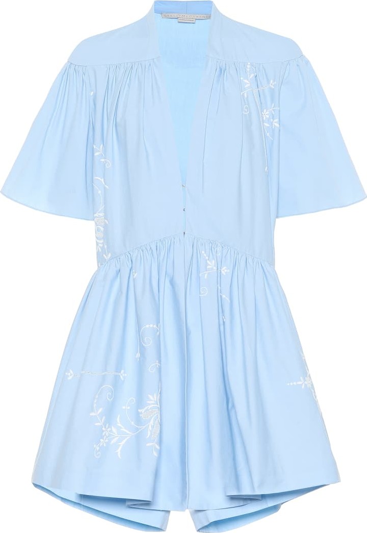 Stella McCartney Embroidered cotton playsuit
