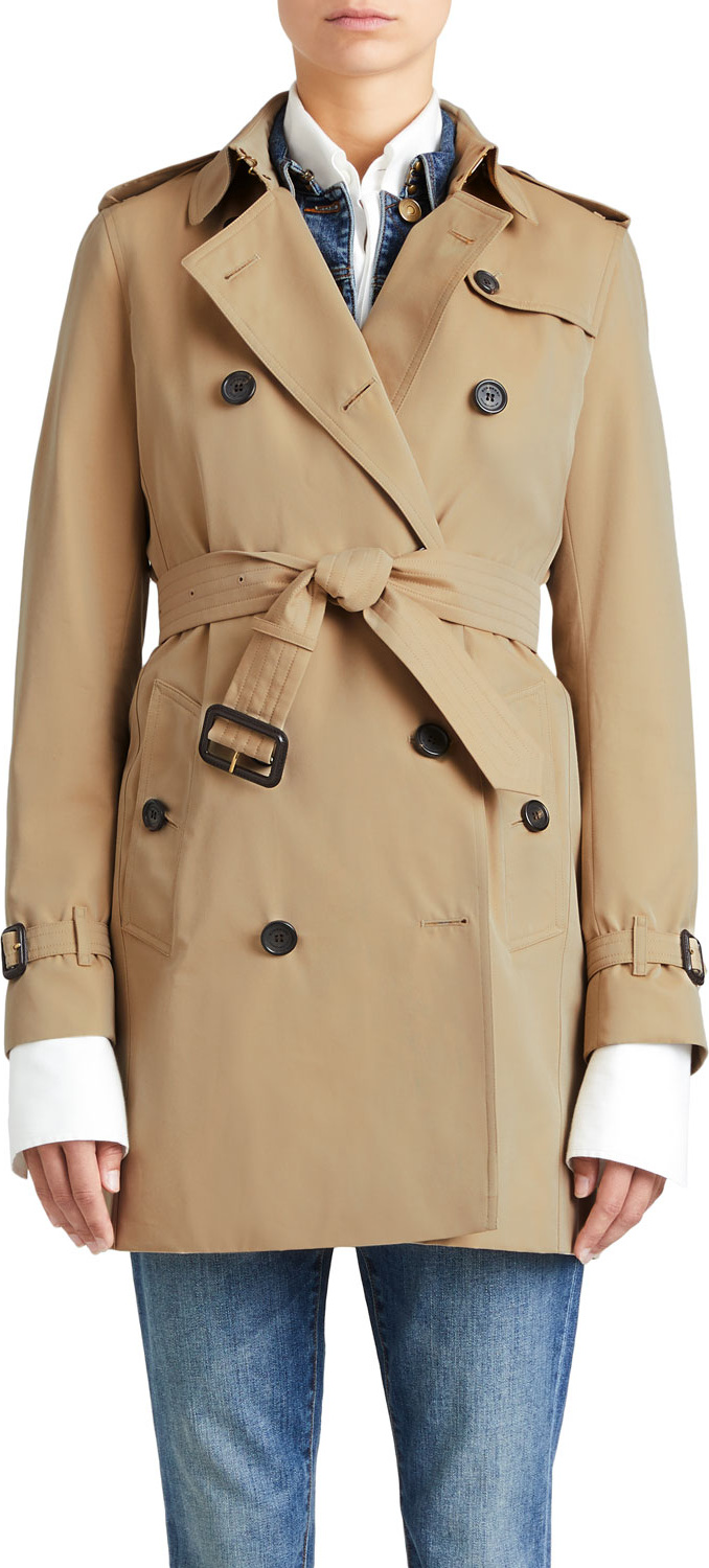 Burberry London England The Kensington Mid-Length Heritage Trench Coat, Honey