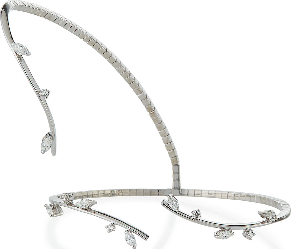 Yeprem 18K White Gold Hand Piece with Round & Marquis Diamonds