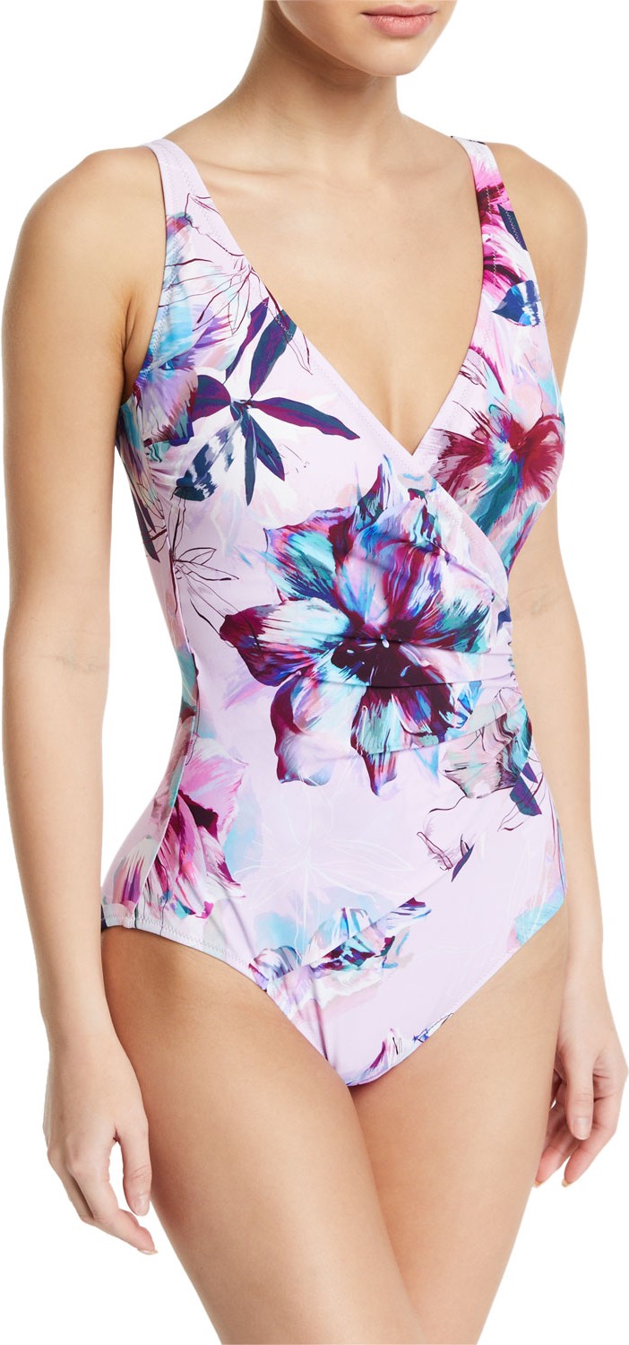 Gottex Primrose Floral Surplice One-Piece Swimsuit