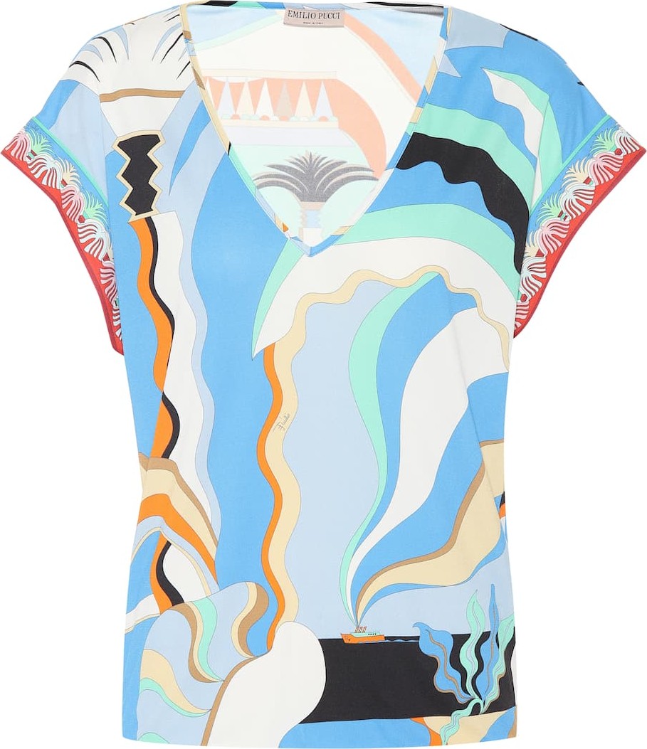 Emilio Pucci Printed silk-blend jersey top