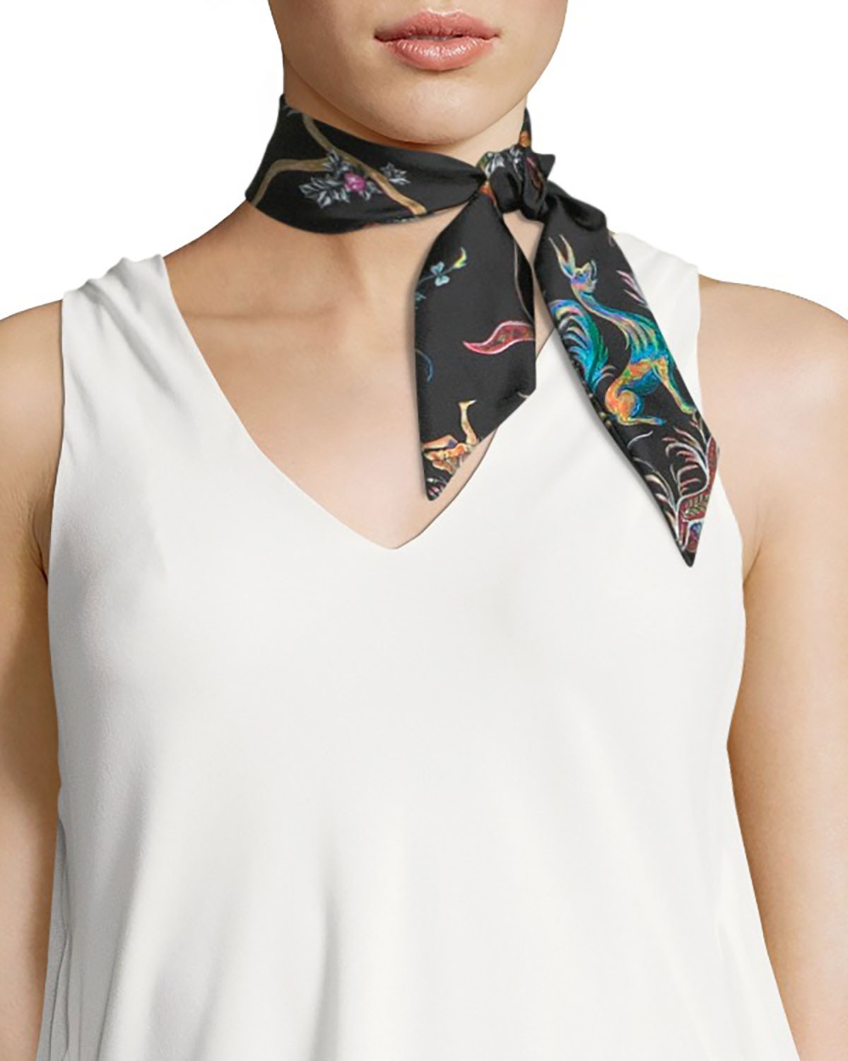Etro Skinny Print Silk Scarf