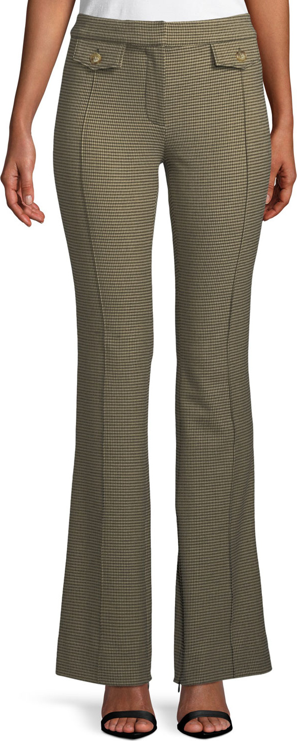 Derek Lam 10 Crosby Check Flare-Leg Trousers with Flap Details