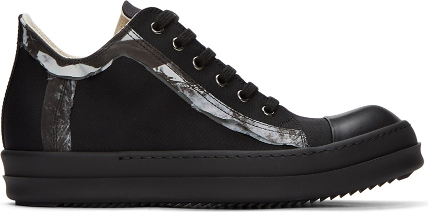 Rick Owens DRKSHDW Black Graphic Trim Low Sneakers