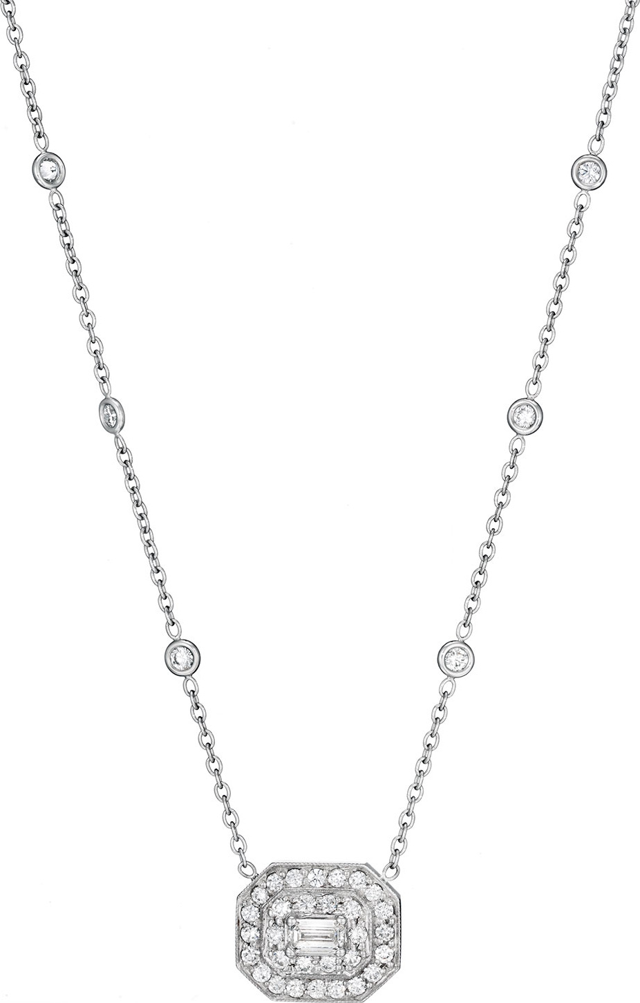 Penny Preville Deco Collection Emerald-Cut Diamond Pendant Necklace