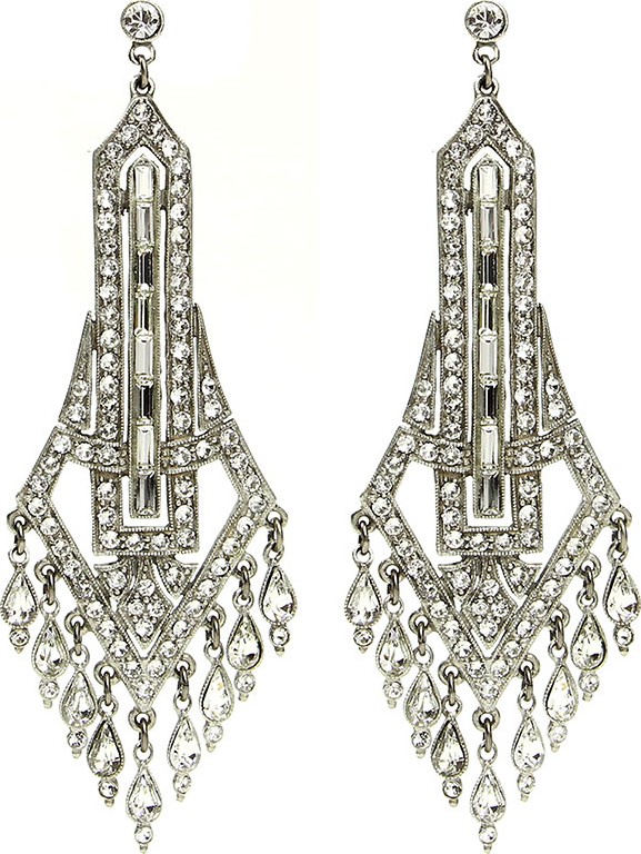 Ben-Amun Deco Chandelier Crystal Drop Earrings