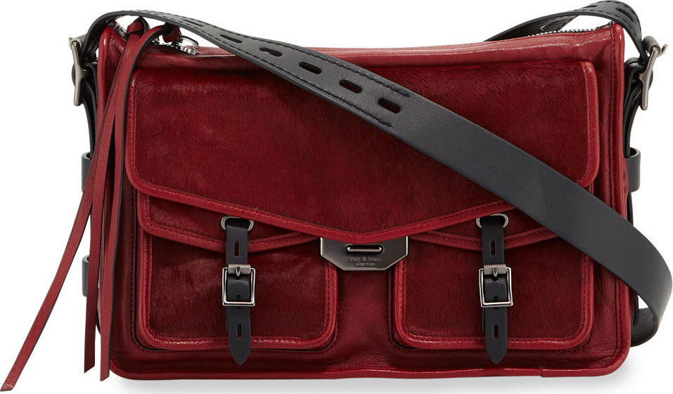 Rag & Bone Field Leather & Calf Hair Messenger Crossbody Bag