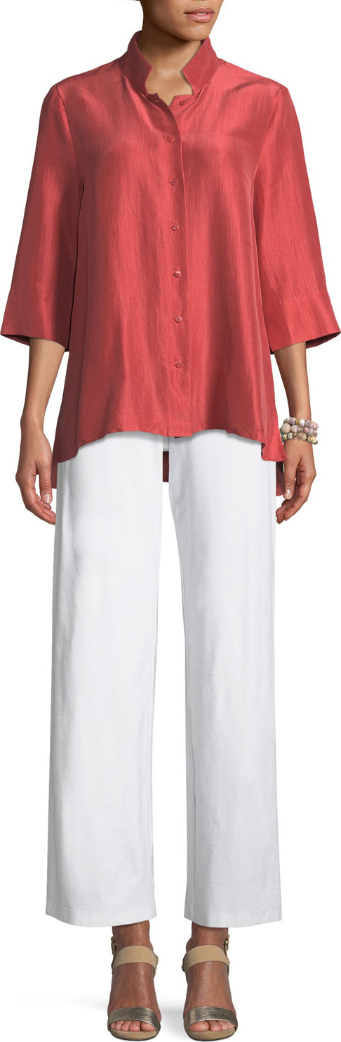 Eileen Fisher Washable Stretch Crepe Modern Wide-Leg Pants