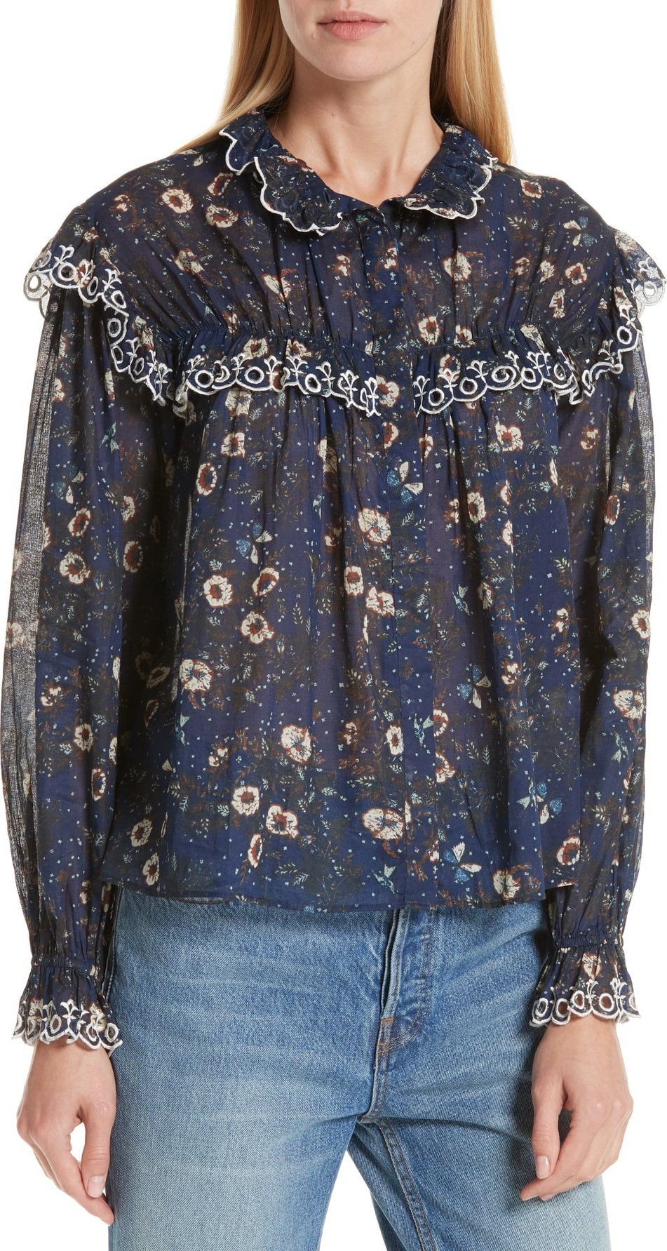 Isabel Marant Etoile Isabel Marant Étoile Elmira Eyelet Trim Blouse