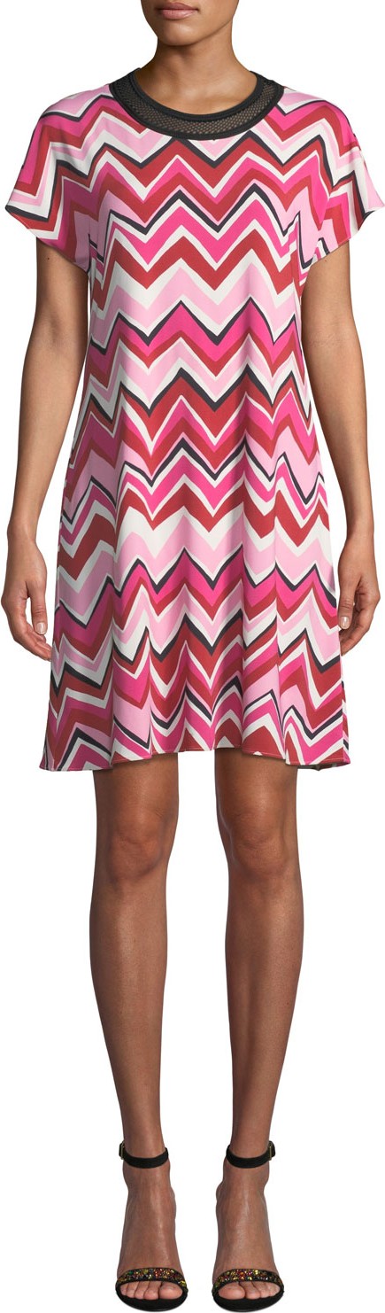 M Missoni Short Cap-Sleeve Zigzag Jersey Dress