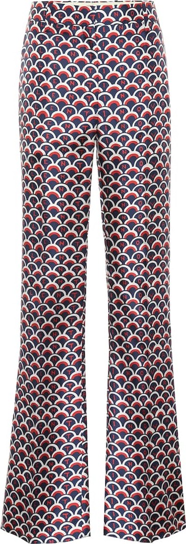 Valentino Printed high-rise flared silk pants