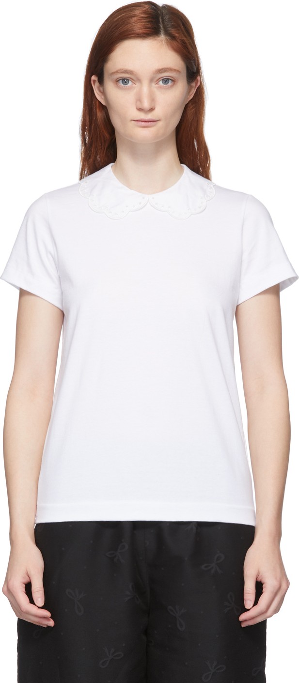 Tricot Comme des Garçons White Round Collar T-Shirt