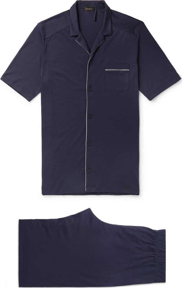 Hanro Piped Cotton-Jersey Pajama Set
