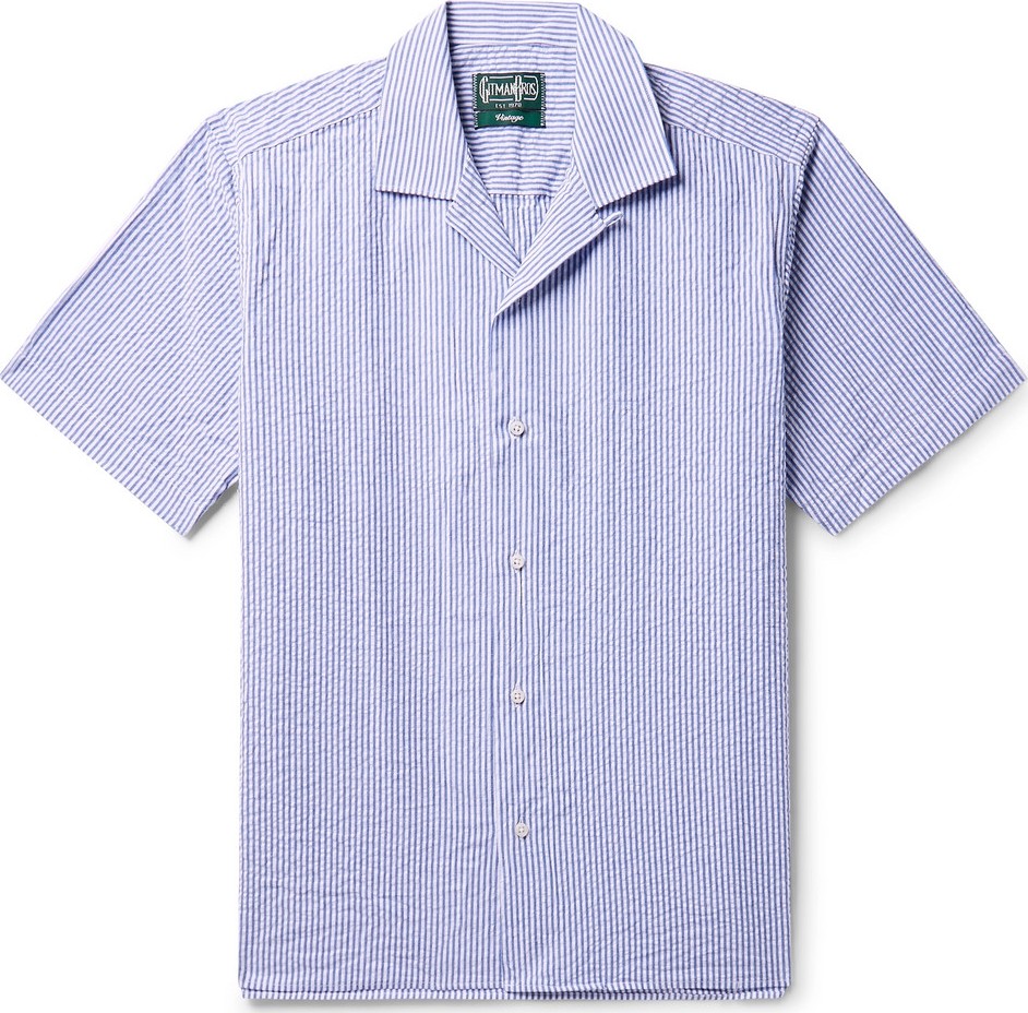 Gitman Vintage Camp-Collar Striped Cotton-Seersucker Shirt