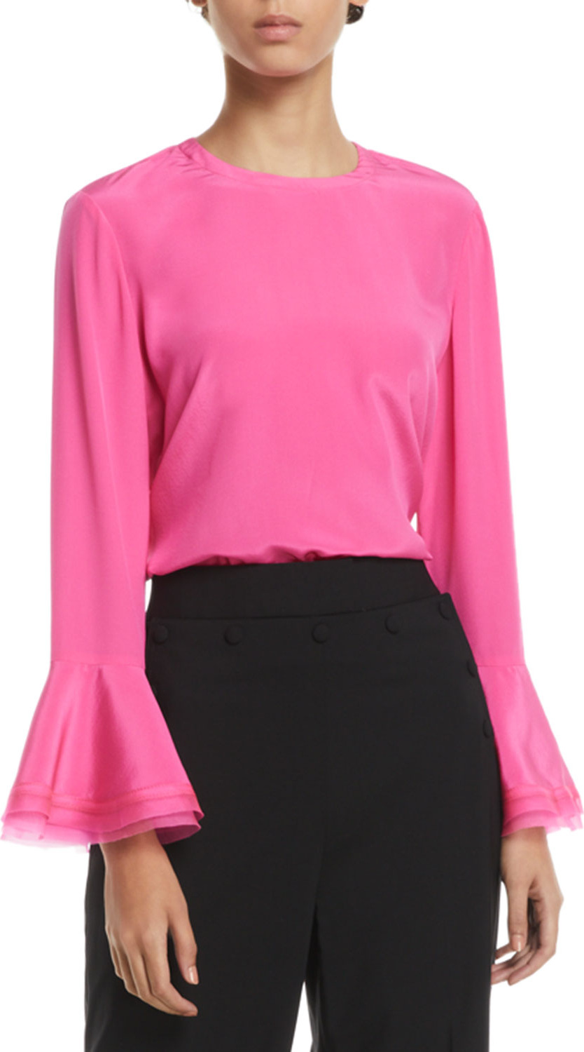 Tory Burch Gabby Ruffle-Sleeve Silk Blouse
