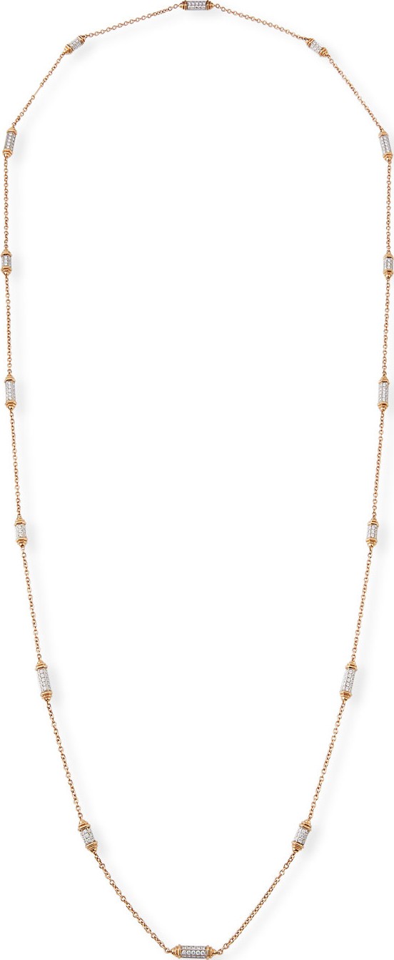 Picchiotti 18k Rose Gold Diamond Pave Station Necklace