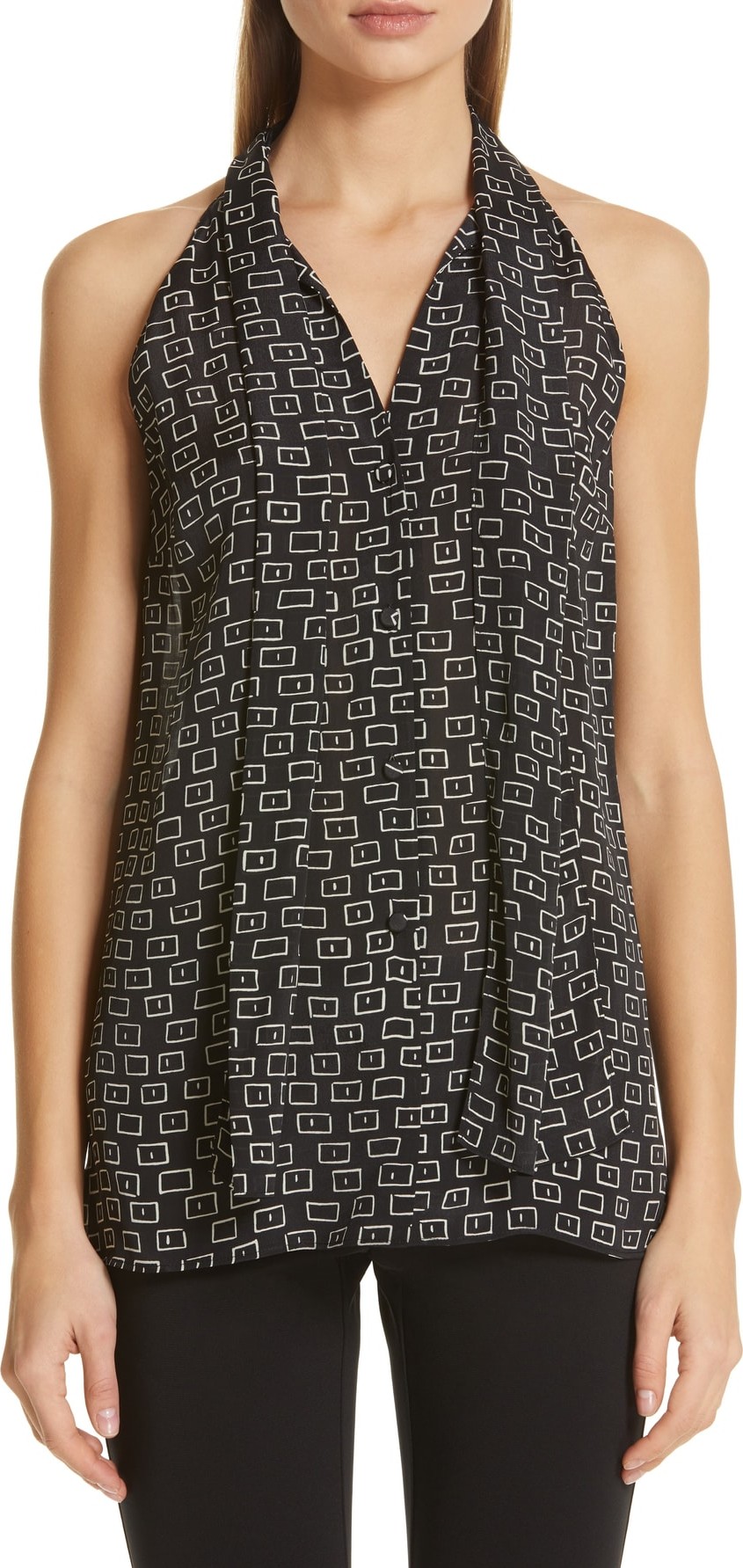 Lafayette 148 New York Amore Tie Neck Blouse