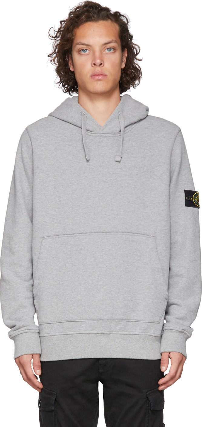 Stone Island Grey Melange Pullover Hoodie