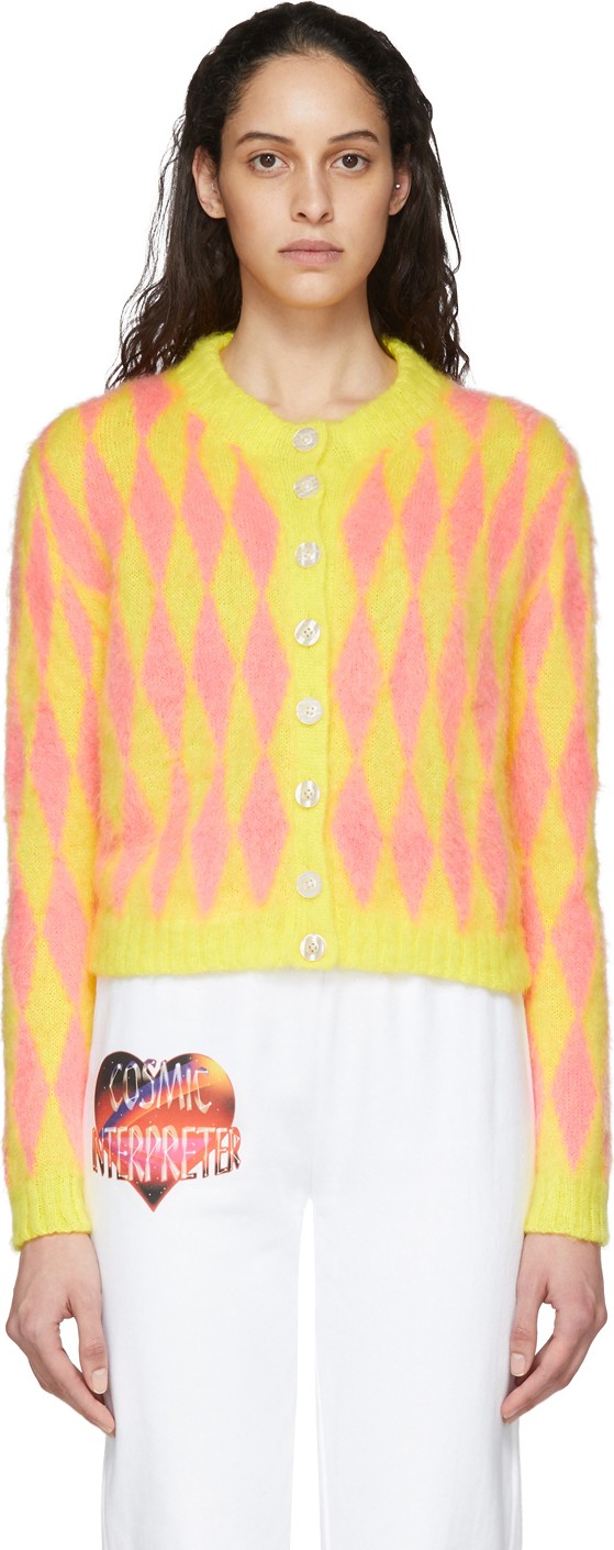 Ashley Williams SSENSE Exclusive Yellow & Pink Wool Cardigan