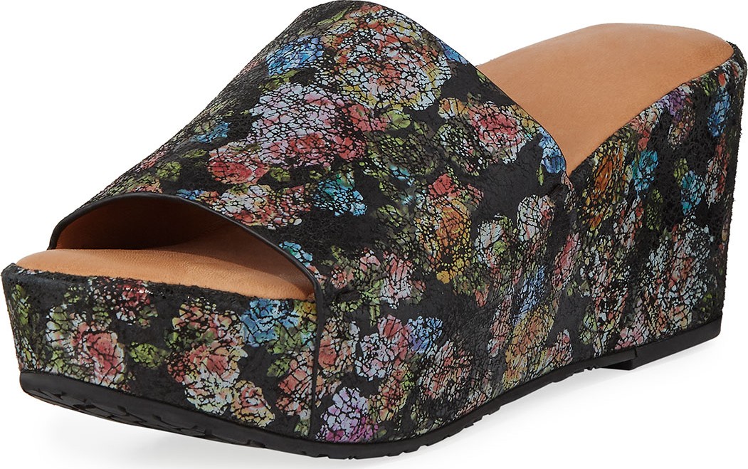 Gentle Souls Forella Floral Wedge Platform Slide Sandals Gentle Souls Forella Floral Wedge Platform Slide Sandals