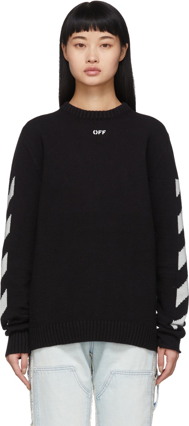 Off White Black Diag Logo Sweater
