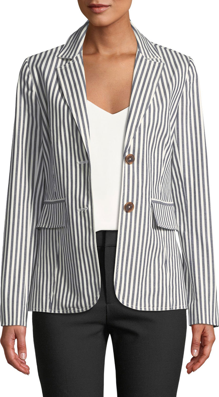 Derek Lam 10 Crosby Striped Single-Breasted Cotton Blazer