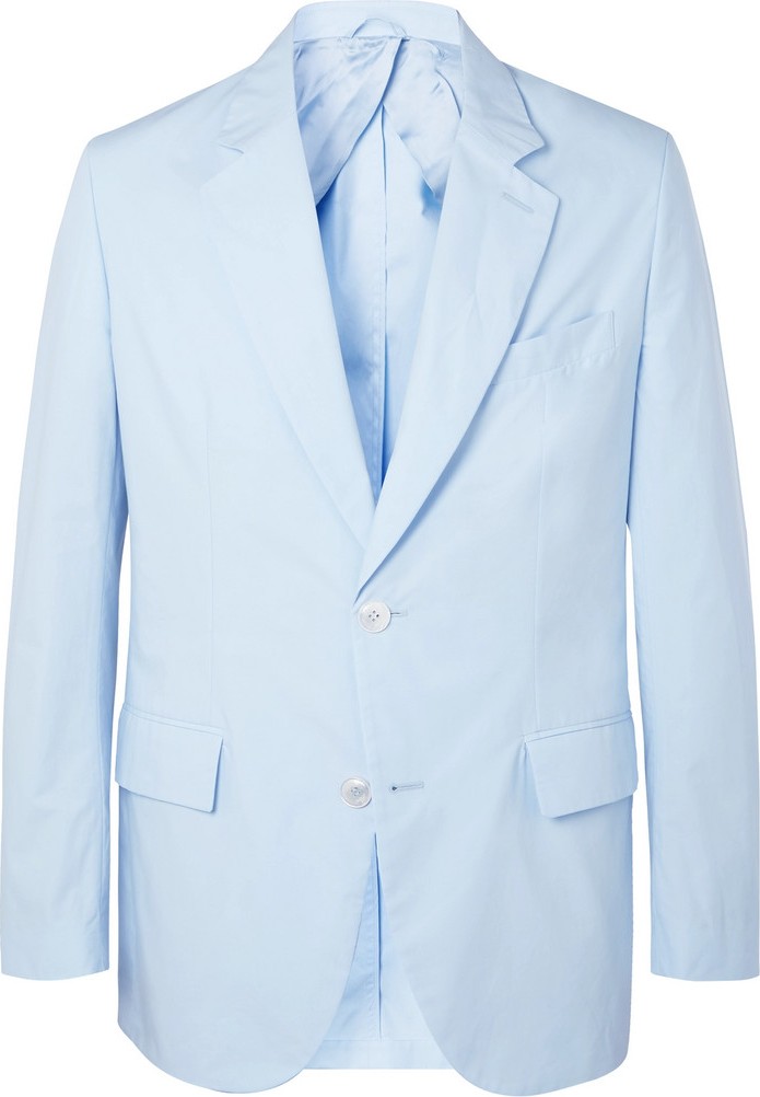 Brioni Sky-Blue Unstructured Cotton-Poplin Suit Jacket