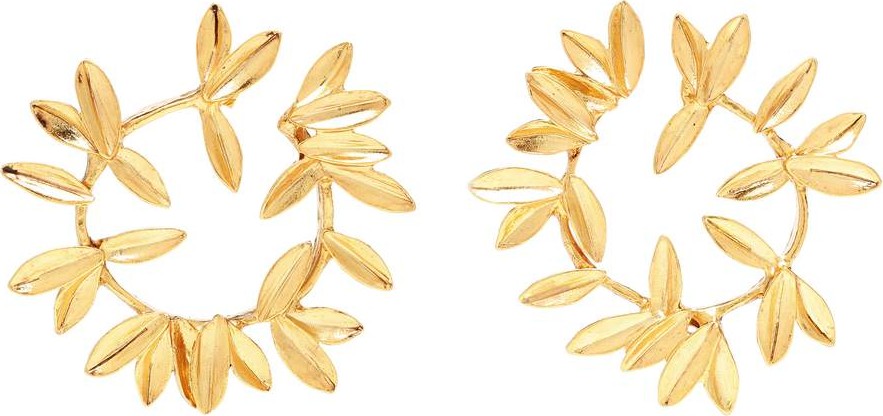 Oscar De La Renta Leaf hoop earrings