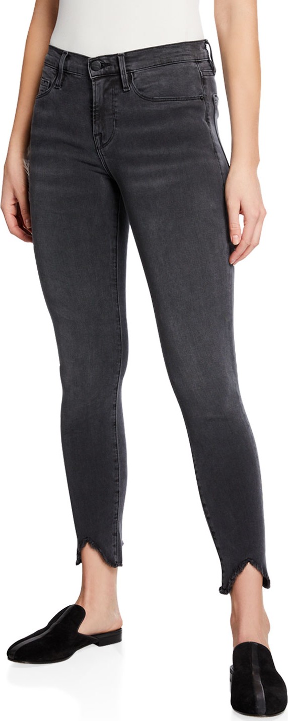 FRAME DENIM Le Skinny De Jeanne Mid-Rise Jeans w/ Triangle Hem