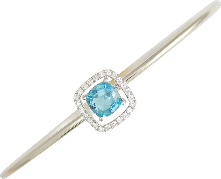 Frederic Sage 18k White Gold Diamond & Blue Topaz Bangle