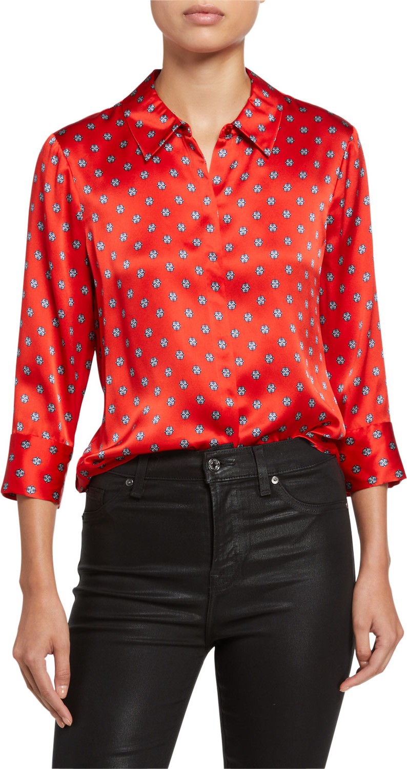 L'AGENCE Jil Cropped Button-Down Blouse