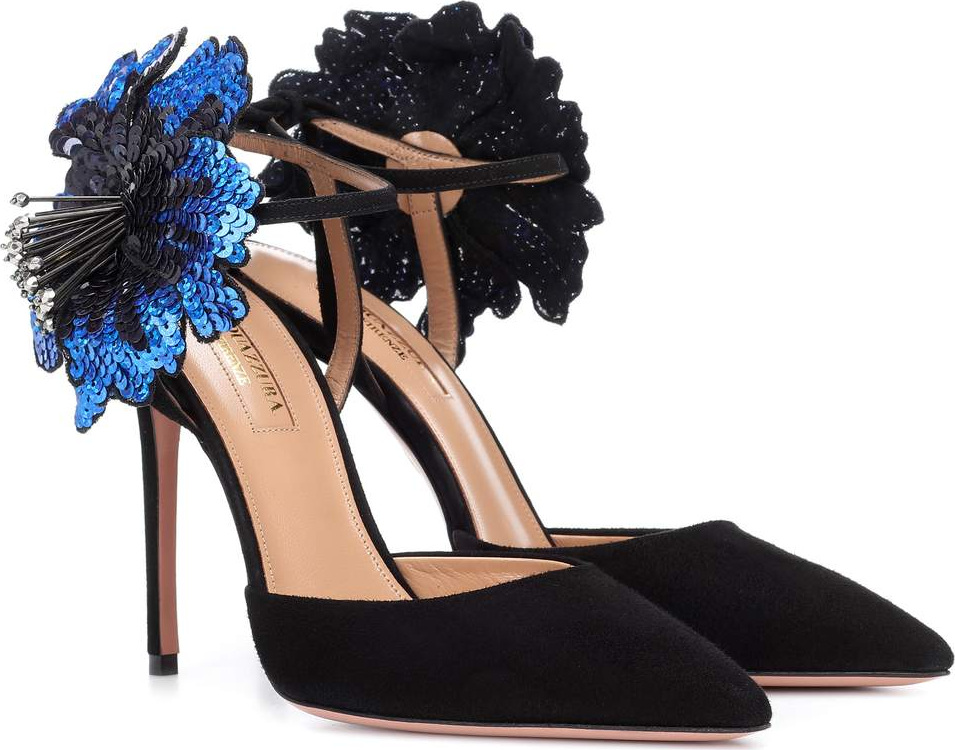 Aquazzura Disco Flower 105 suede pumps
