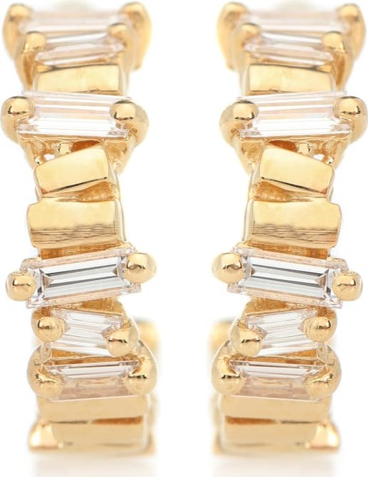 Suzanne Kalan 18ktt gold diamond hoop earrings