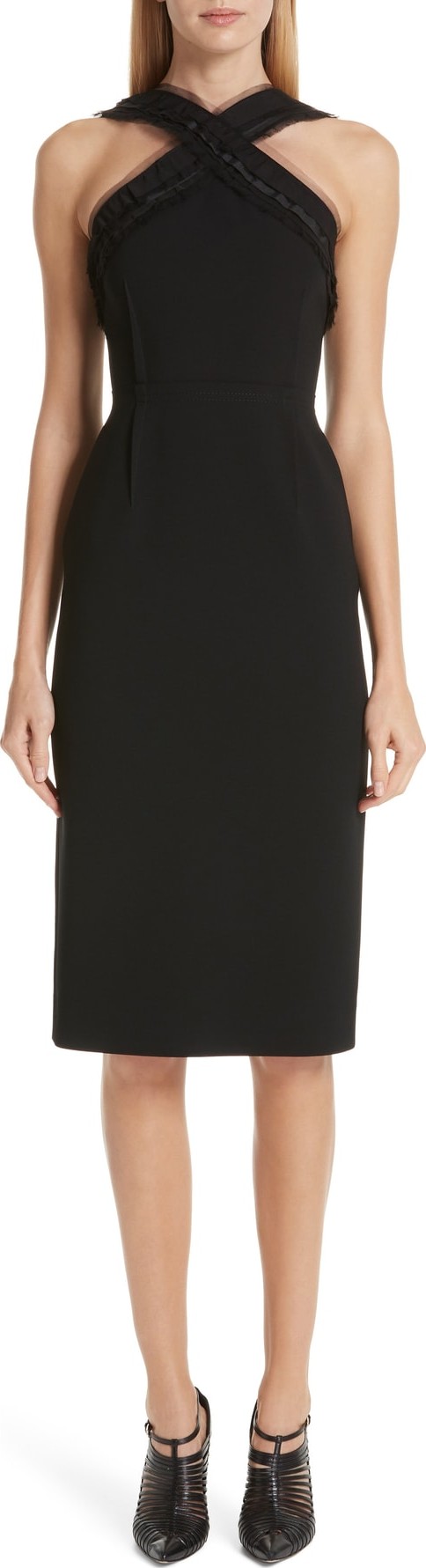 Jason Wu Compact Crepe Ruffle Trim Dress
