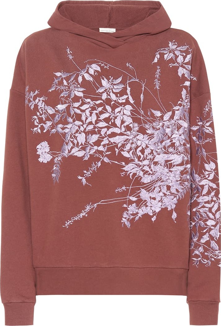 Dries Van Noten Embroidered cotton-jersey hoodie