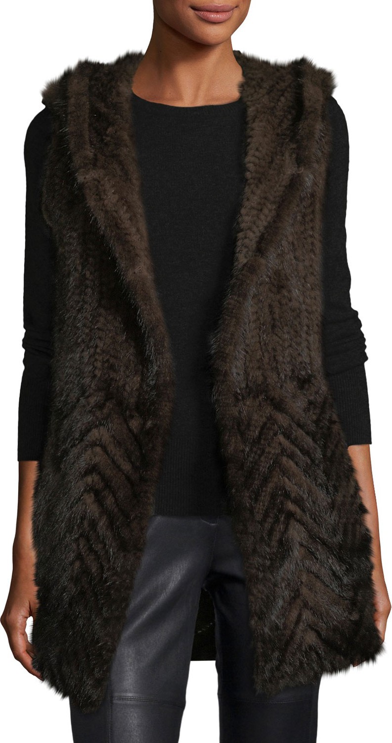 Belle Fare Herringbone Mink Fur Vest