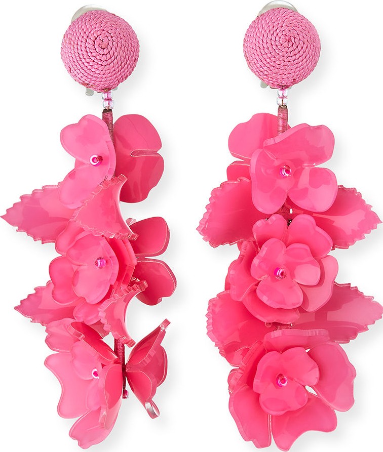 Oscar De La Renta Climbing Flower Clip-On Earrings