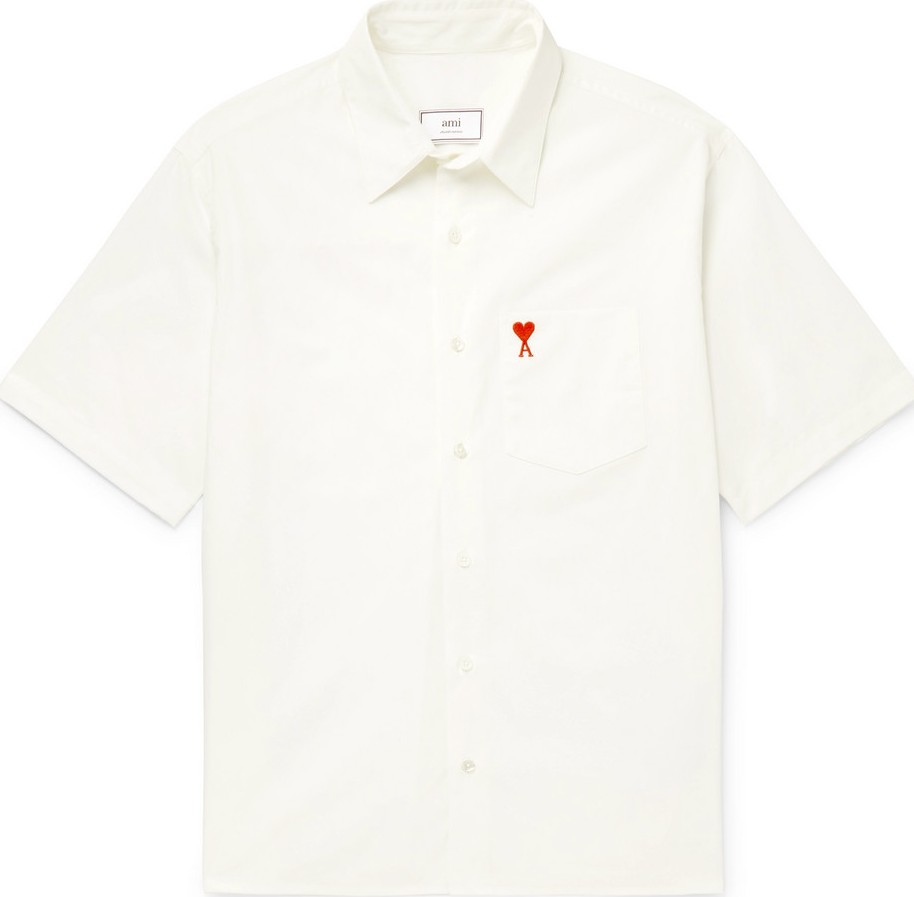 AMI Logo-Embroidered Cotton-Poplin Shirt