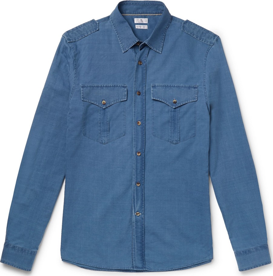 Brunello Cucinelli Slim-Fit Cotton-Chambray Shirt