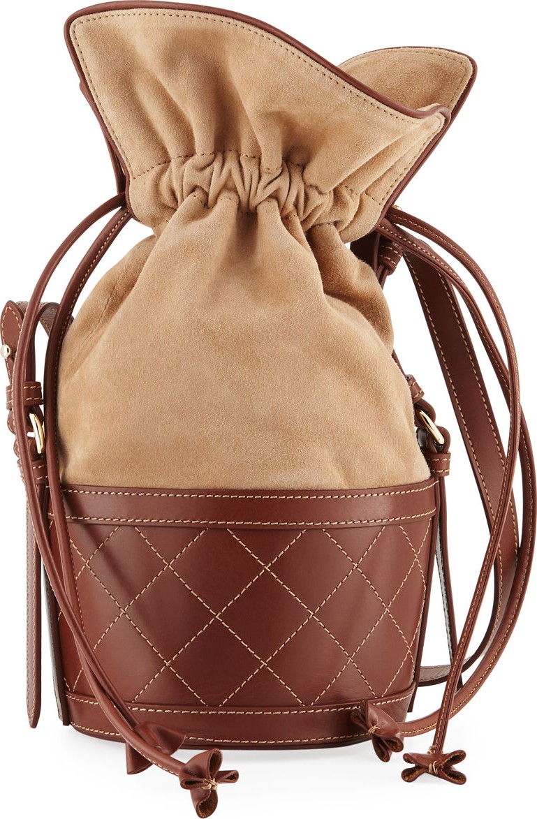 Carven Suede and Leather Bucket Bag