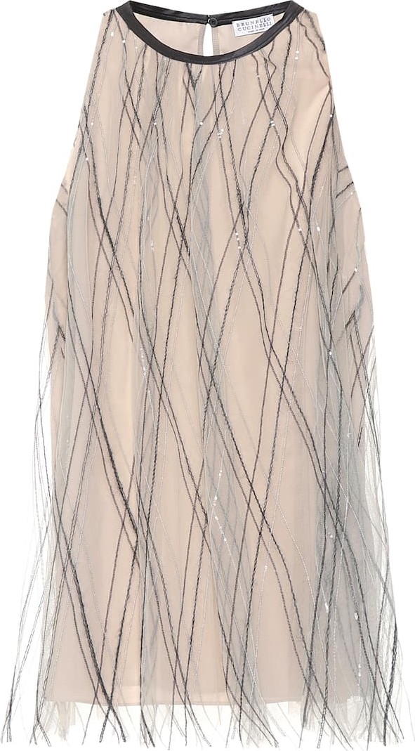 Brunello Cucinelli Embroidered tulle top