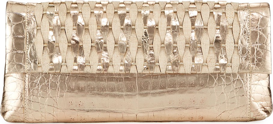 Nancy Gonzalez Gotham Woven Straw Clutch Bag