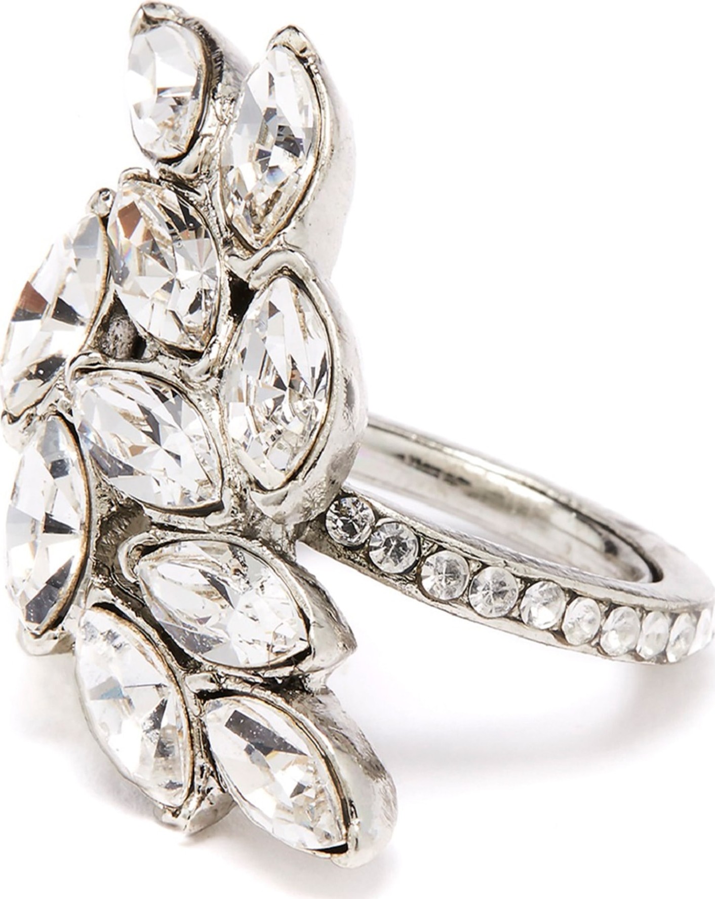 Oscar De La Renta Navette Crystal Cocktail Ring