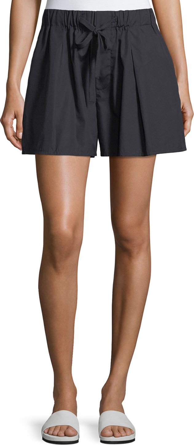 Vince Pleated Self-Tie Cotton Shorts