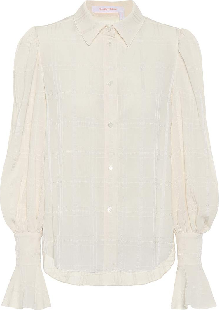 See By Chloé Cream flared-sleeve blouse