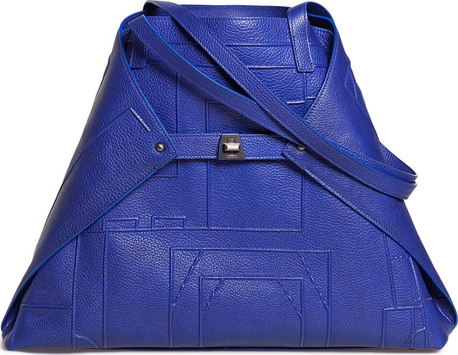 Akris AI Medium Soft Blueprint Leather Shoulder Bag
